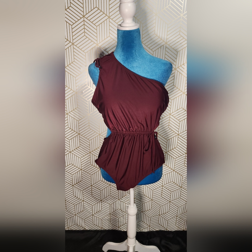Womens burgundy one piece swim suit (Size 2x)
